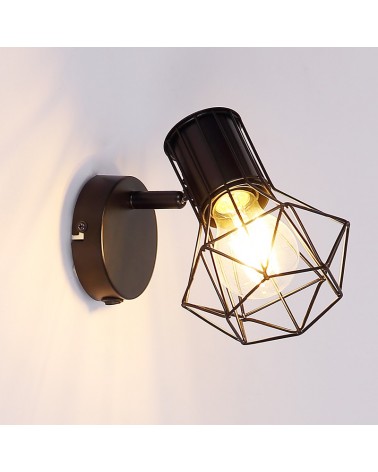 Retro vintage wall sconces Cage Industrial lamp with lamp holder black finish black base E27 40W
