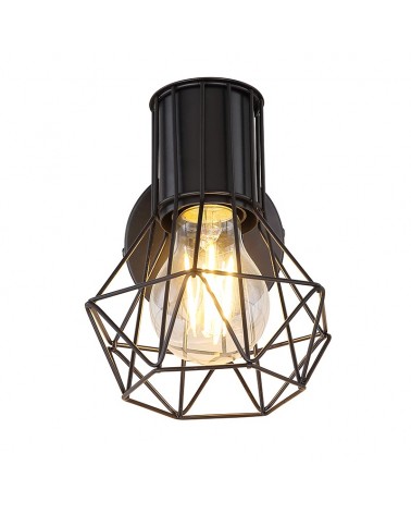 Retro vintage wall sconces Cage Industrial lamp with lamp holder black finish black base E27 40W