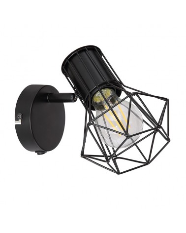 Retro vintage wall sconces Cage Industrial lamp with lamp holder black finish black base E27 40W