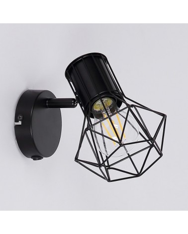 Retro vintage wall sconces Cage Industrial lamp with lamp holder black finish black base E27 40W