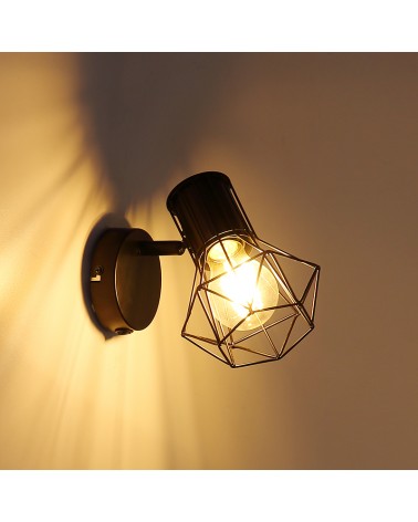 Retro vintage wall sconces Cage Industrial lamp with lamp holder black finish black base E27 40W