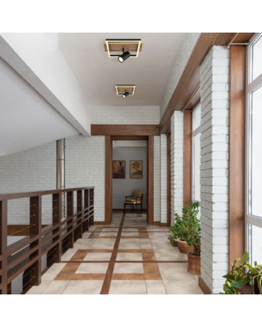 Ceiling lamp 32cm LED 24W 3000K with a GU10 5W metal, plastic and wood spotlight