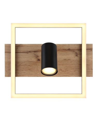Ceiling lamp 32cm LED 24W 3000K with a GU10 5W metal, plastic and wood spotlight