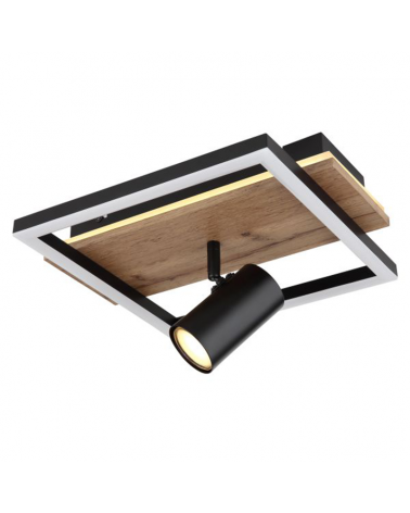 Ceiling lamp 32cm LED 24W 3000K with a GU10 5W metal, plastic and wood spotlight
