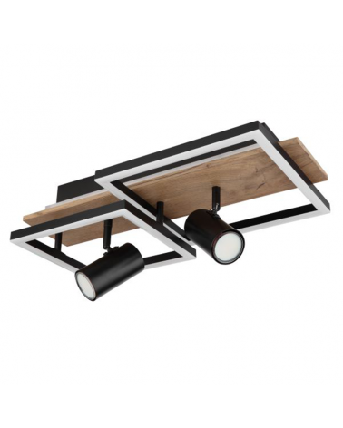 Ceiling lamp 50cm LED 38W 3000K with two 2xGU10 10W spotlights made of metal, plastic and wood