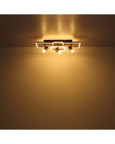Ceiling lamp 72cm LED 48W 3000K with three 3xGU10 15W spotlights made of metal, plastic and wood