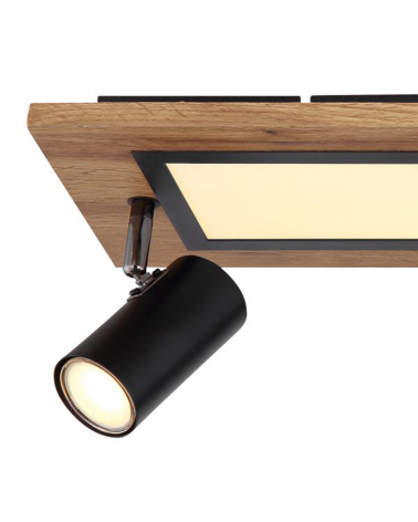 Ceiling lamp 80cm LED 12W 3000K with three 3xGU10 15W spotlights made of metal, plastic and wood