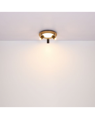 Ceiling lamp 40cm LED 15W 3000K with three 3xGU10 15W metal, plastic and wood spotlights