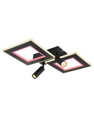 Plafón techo 54cm LED 40W REGULABLE CCT y RGB 9W con dos focos GU10 de metal y acrílico