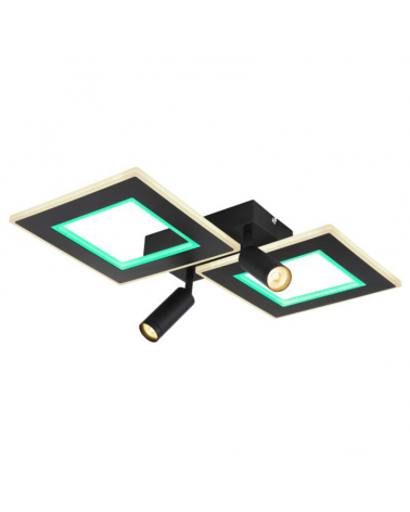 Ceiling lamp 54cm LED 40W DIMMABLE CCT y RGB and RGB 9W with two GU10 metal and acrylic spotlights