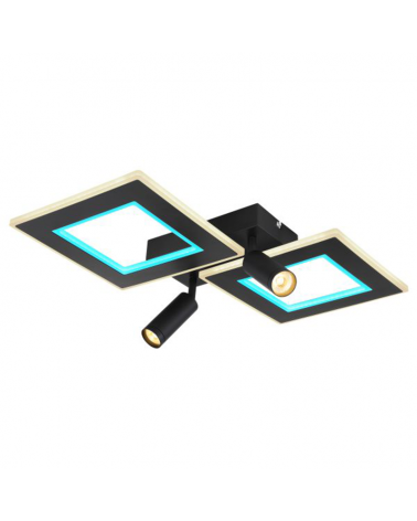 Plafón techo 54cm LED 40W REGULABLE CCT y RGB 9W con dos focos GU10 de metal y acrílico