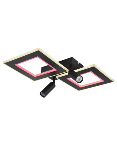 Ceiling lamp 54cm LED 40W DIMMABLE CCT y RGB and RGB 9W with two GU10 metal and acrylic spotlights