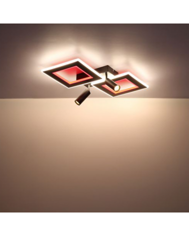 Plafón techo 54cm LED 40W REGULABLE y RGB 9W con dos focos GU10 de metal y acrílico