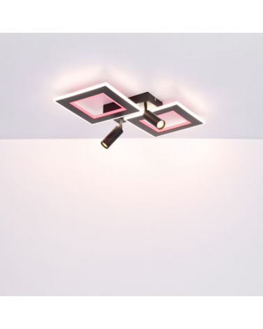 Plafón techo 54cm LED 40W REGULABLE CCT y RGB 9W con dos focos GU10 de metal y acrílico