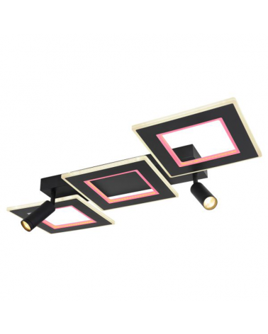 Plafón techo 82cm LED 60W REGULABLE CCT y RGB 13W con dos focos GU10 de metal y acrílico