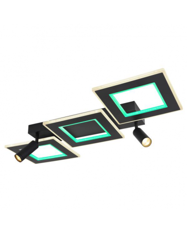 Plafón techo 82cm LED 60W REGULABLE CCT y RGB 13W con dos focos GU10 de metal y acrílico