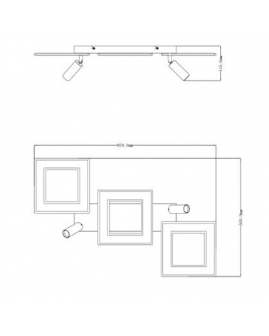 Plafón techo 82cm LED 60W REGULABLE CCT y RGB 13W con dos focos GU10 de metal y acrílico