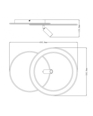 Plafón techo 69,5cm LED 50W REGULABLE CCT y RGB 7W con un foco GU10 de metal y acrílico