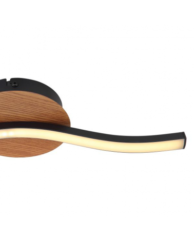 Plafón LED techo 39,5cm de metal y acrílico acabado madera, opal y negro 6W