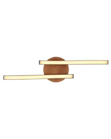 LED ceiling lamp 51cm made of metal and acrylic, wood, opal and black finish 12W