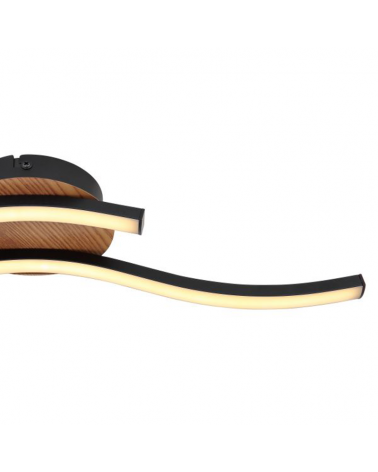 Plafón LED techo 51cm de metal y acrílico acabado madera, opal y negro 12W