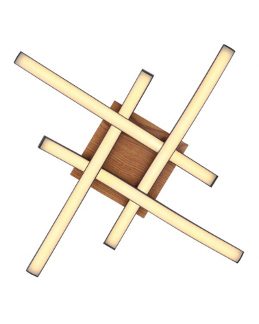 Plafón LED techo 43cm de metal y acrílico acabado madera, opal y negro 20W