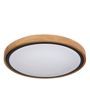 LED ceiling lamp 30,5cm made of metal, acrylic and wood, opal black and brown 12W CCT Switch 3000K/4500K/6000K