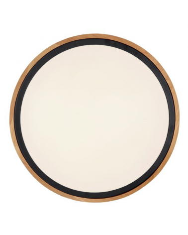 LED ceiling lamp 30,5cm made of metal, acrylic and wood, opal black and brown 12W CCT Switch 3000K/4500K/6000K