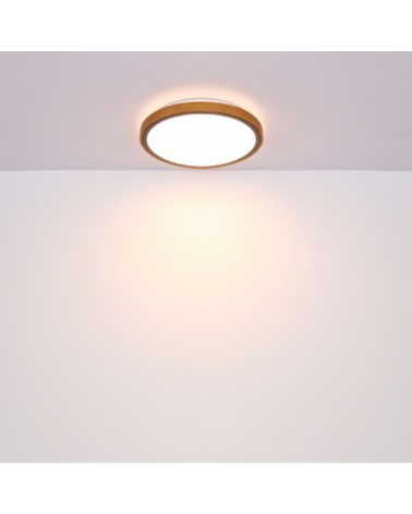 LED ceiling lamp 30,5cm made of metal, acrylic and wood, opal black and brown 12W CCT Switch 3000K/4500K/6000K
