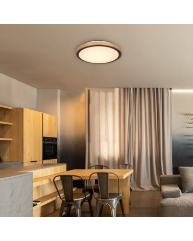 Plafón LED techo 43,5cm de metal, acrílico y madera negro opal y marrón 24W