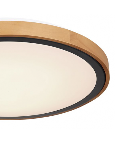 LED ceiling lamp 43,5cm made of metal, acrylic and wood, opal black and brown 24W