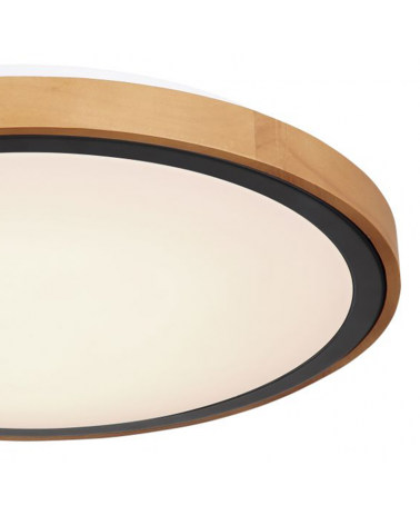 LED ceiling lamp 43,7cm made of metal, acrylic and wood, opal black and brown 24W CCT Switch 3000K/4500K/6000K