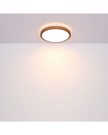 LED ceiling lamp 43,5cm made of metal, acrylic and wood, opal black and brown 24W