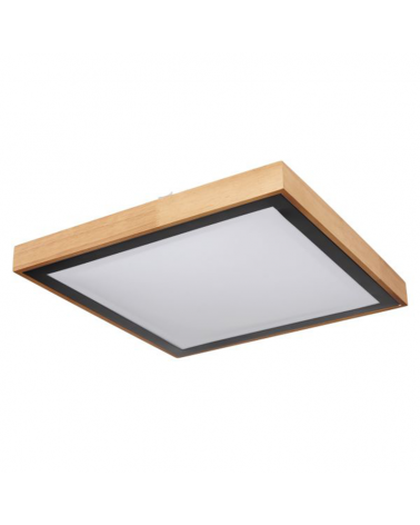 LED ceiling lamp 39cm made of metal, acrylic and wood, opal black and brown 24W