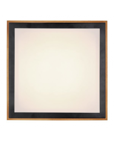 LED ceiling lamp 39cm made of metal, acrylic and wood, opal black and brown 24W