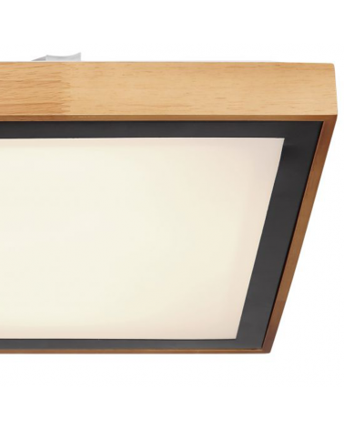 LED ceiling lamp 39cm made of metal, acrylic and wood, opal black and brown 24W