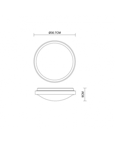 LED ceiling lamp 30,5cm made of metal, acrylic and wood, opal black and brown 12W CCT Switch 3000K/4500K/6000K