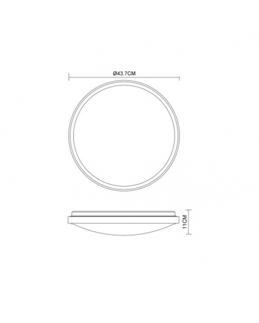 LED ceiling lamp 43,7cm made of metal, acrylic and wood, opal black and brown 24W CCT Switch 3000K/4500K/6000K