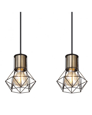 Lampara colgante 72cm vintage industrial con 4 pendels  acabado portalamparas cuero base negra 4xE27 40W