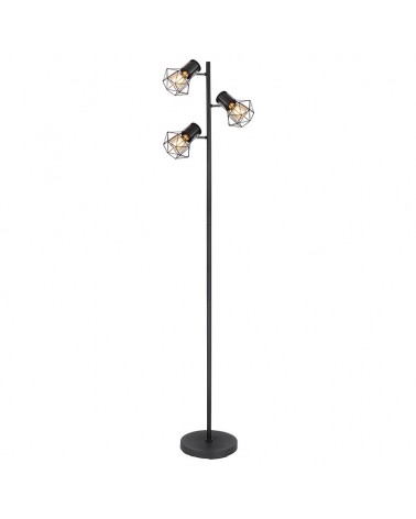 Floor lamp 161cm vintage industrial with 3 oscillating spotlights, black finish, 3xE27 40W