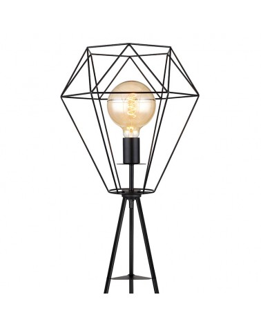 Industrial vintage floor lamp 160cm with tripod base and mesh screen black finish E27 40W