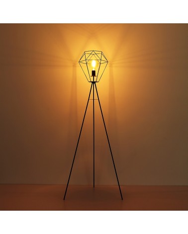 Industrial vintage floor lamp 160cm with tripod base and mesh screen black finish E27 40W