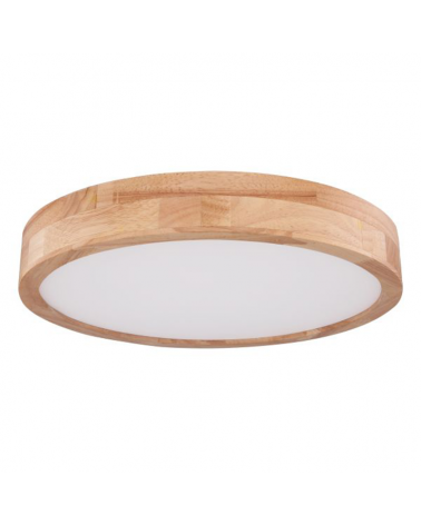 LED ceiling lamp 40cm in metal, white and wood finish, 24W DIMMABLE