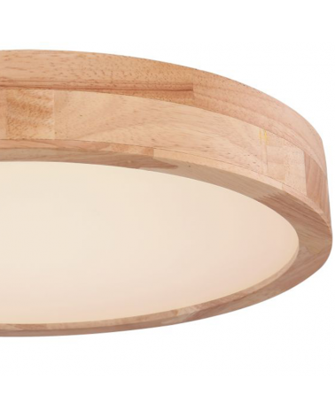LED ceiling lamp 40cm in metal, white and wood finish, 24W CCT Switch 3000K-6000K