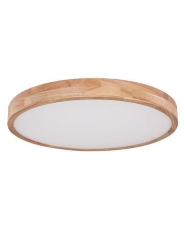 Plafón LED techo 60cm de metal acabado blanco y madera 48W CCT Switch 3000K-6000K