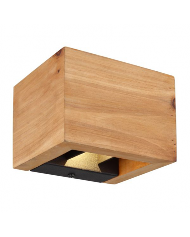 Aplique luz inferior y superior cubo de metal y madera 2xLED 8W 3000K
