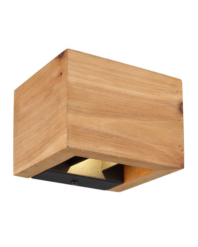 Wall light lower and upper metal and wood cube 2xLED 8W 3000K