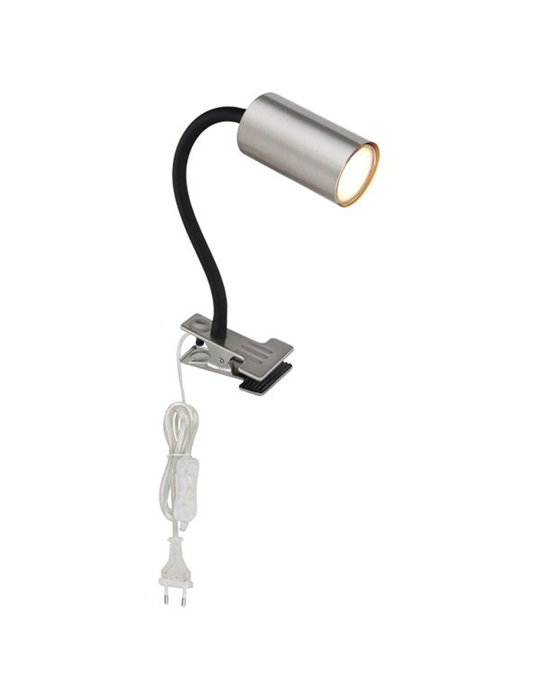 Spotlight with clamp 44 cm high GU10 cylindrical shape in metal different finishes