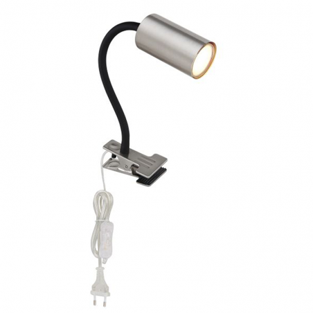 Spotlight with clamp 44 cm high GU10 cylindrical shape in metal different finishes