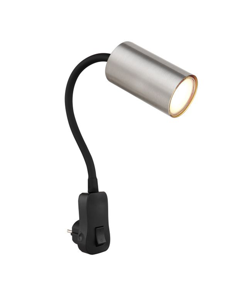 Gooseneck with plug 43cm high metal different finishes GU10 25W